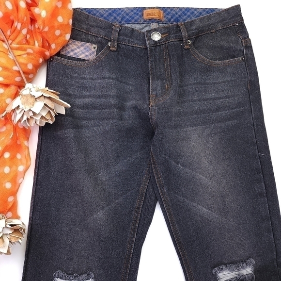 POL Black Charcoal Distressed Fringed Denim Jeans Size S - Picture 10 of 11